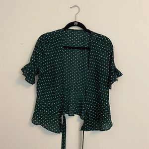 Polka Dot Green Wrap Shirt